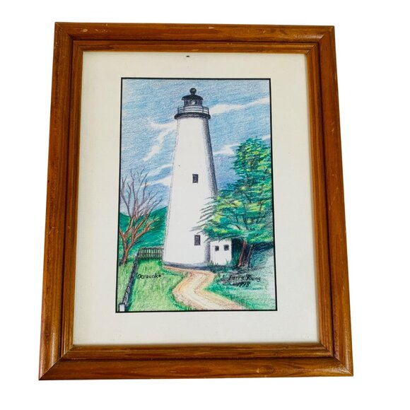 Coastal North Carolina Lighthouse Illustration Drawings VTG Set Of 2 Signed Art - Picture 4 of 14